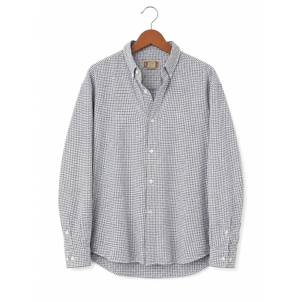 Men's Duluth Trading Co 2XL Long Sleeve Gingham Button Up Shirt 100% Cotton